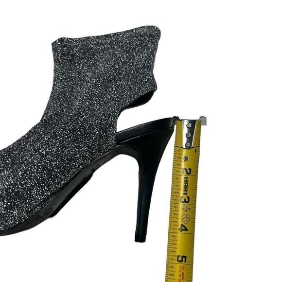 Brash Silver Sparkly High Heels Peep Toe Pumps Four inch Heel Bootie Open Back - Picture 11 of 12